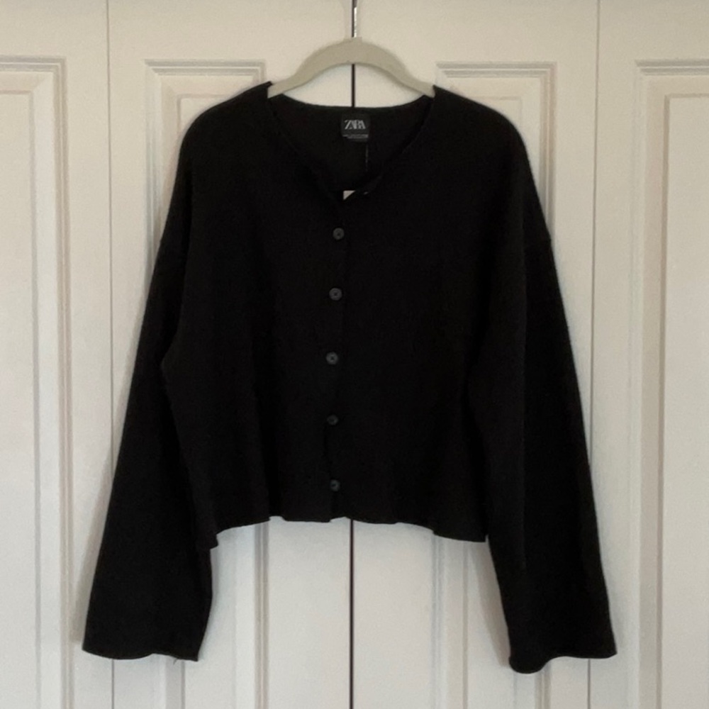 Zara Classic Black Knit Cardigan